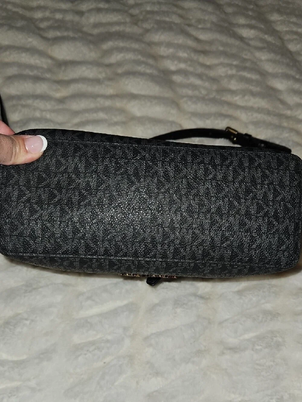 Michael Kors Black MK Logo Satchel with Gold Hardware